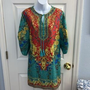 Vibrant Multicolor Tunic Dress M